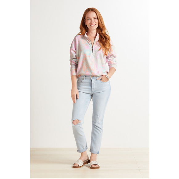 EVEREVE NWT Peyton Jensen Mia Tie Dye 1/4 Zip Sweatshirt // L - Picture 1 of 13